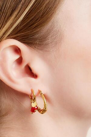 Boucles d'oreilles charm en acier inoxydable doré Rouge h5 Image3